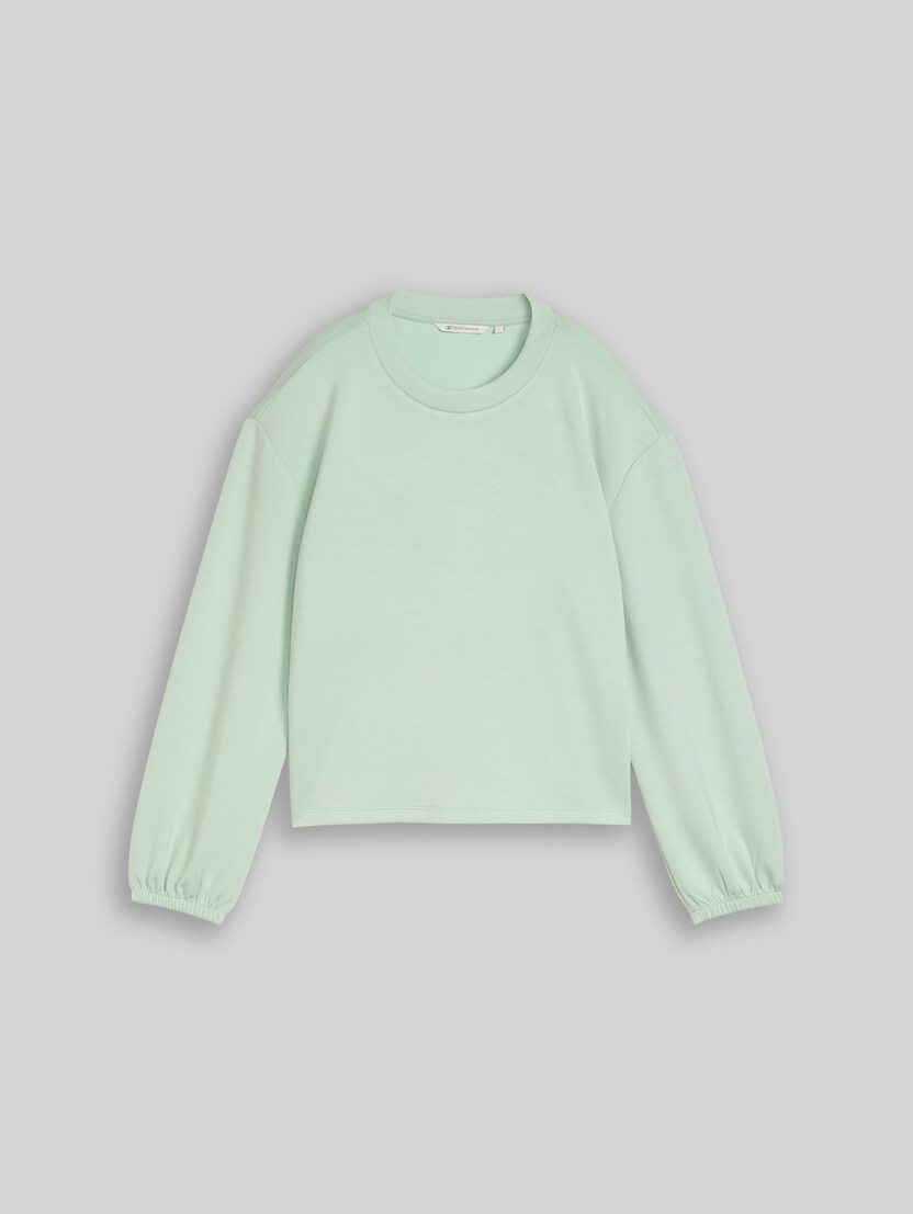 Loose fit scuba long-sleeved shirt by Denim Female, light matcha green