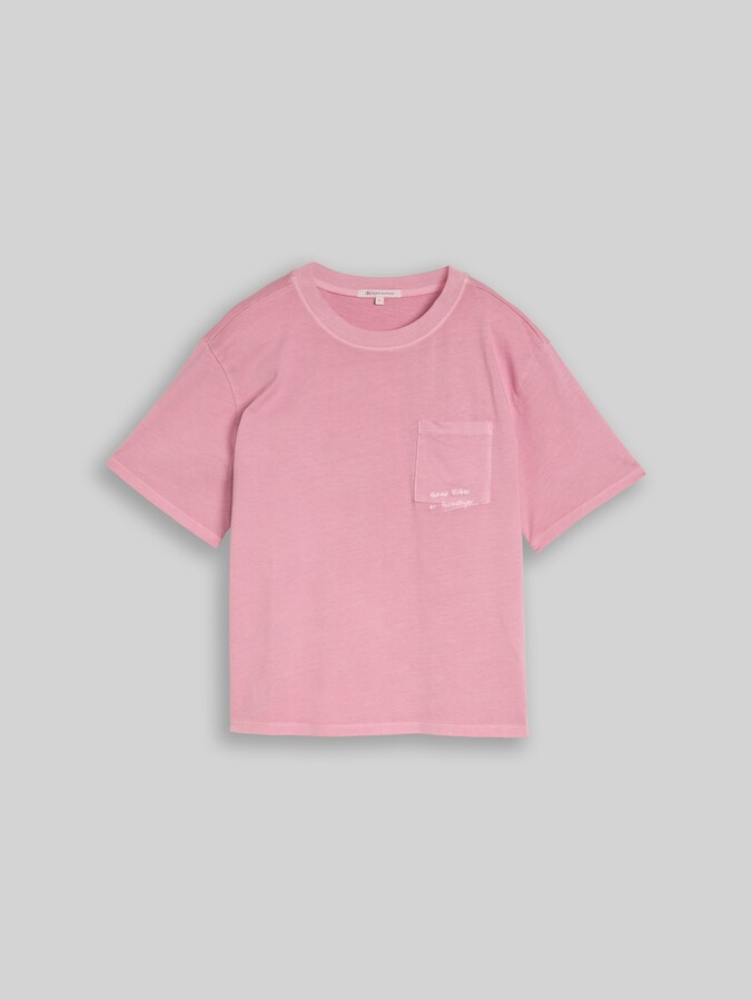Boxy fit T-shirt met borstzak door Denim Female, Soft Blush Rose