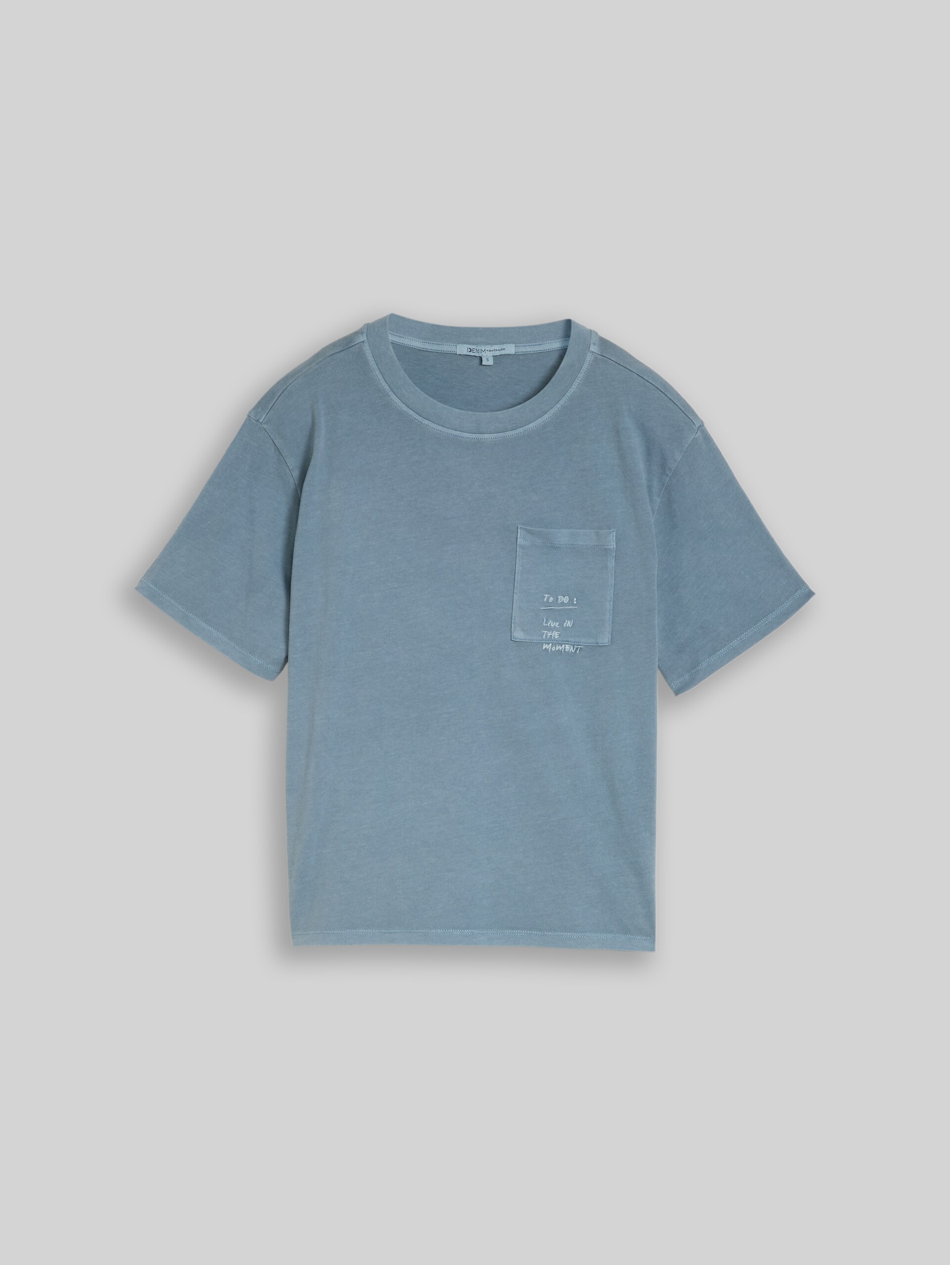 T-shirt coupe carrée avec poche poitrine - spring lake blue - Vue de face du produit