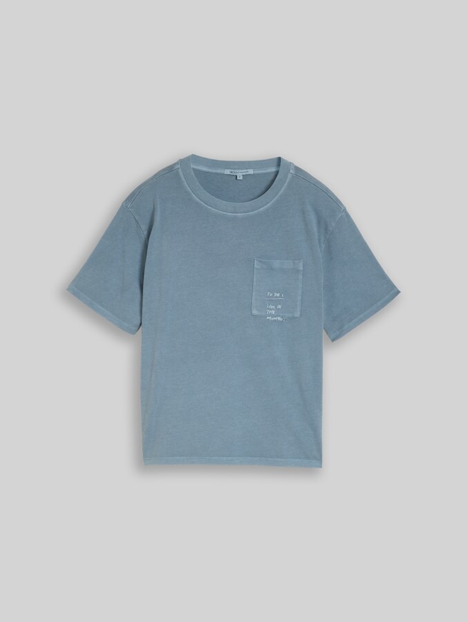 Boxy fit T-shirt met borstzak door Denim Female, spring lake blue