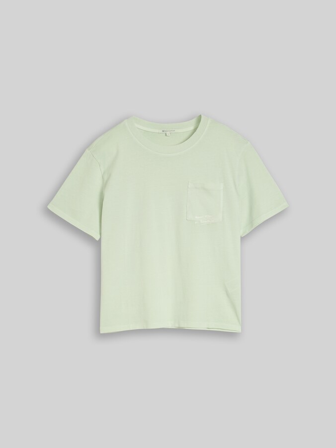 Boxy fit T-shirt met borstzak door Denim Female, light matcha green