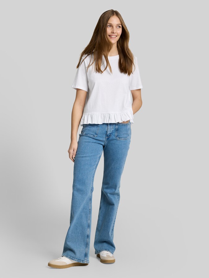 T-Shirt mit Volants von Denim Female, White