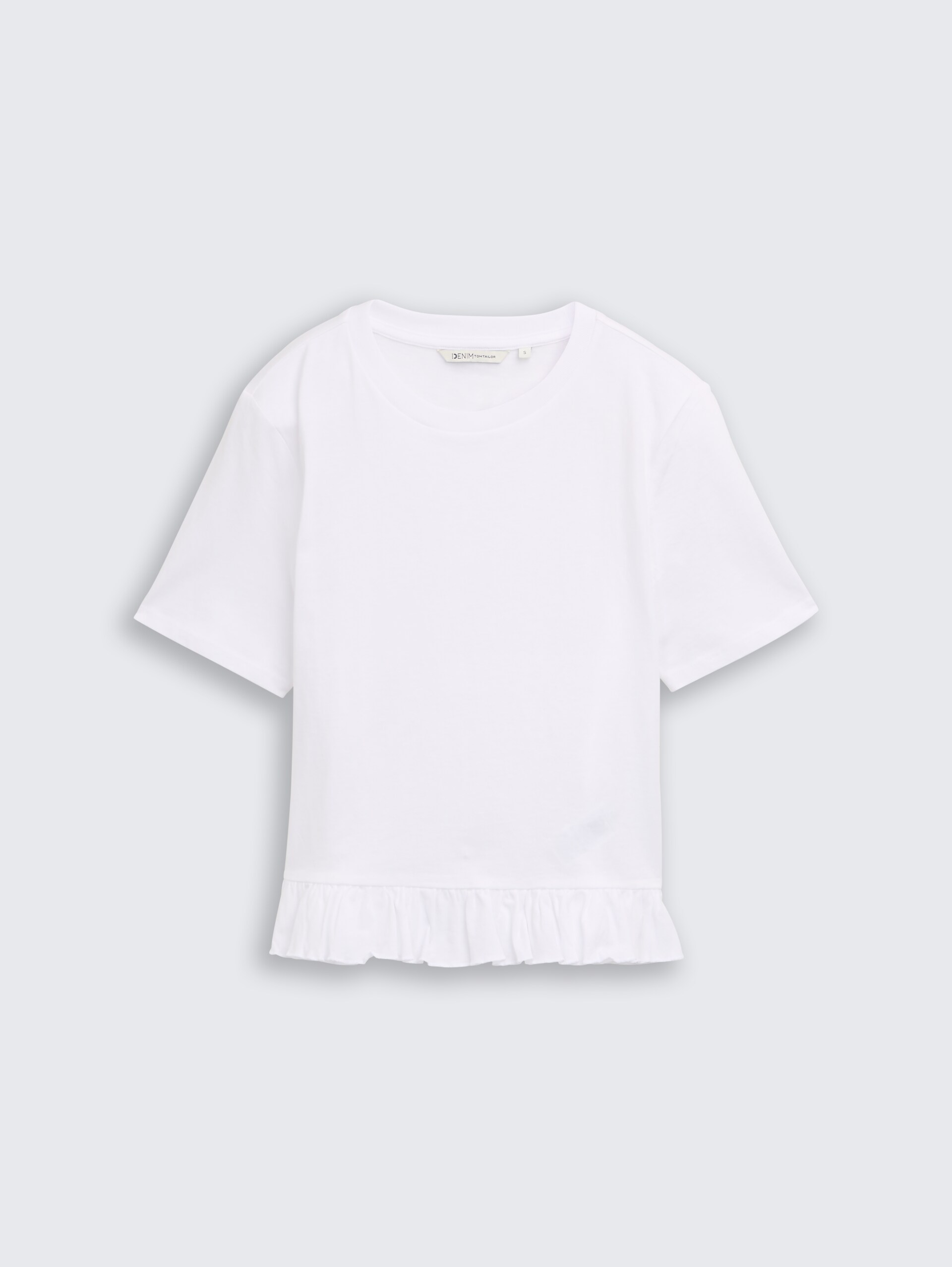 T-Shirt mit Volants - White - Vorder-Produkt-Ansicht