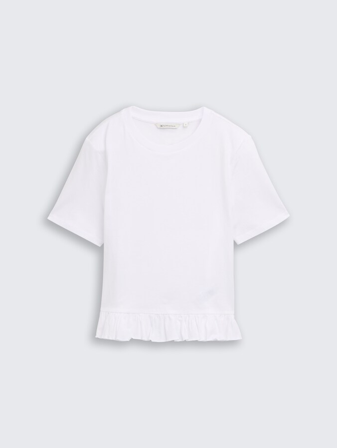T-Shirt mit Volants von Denim Female, White