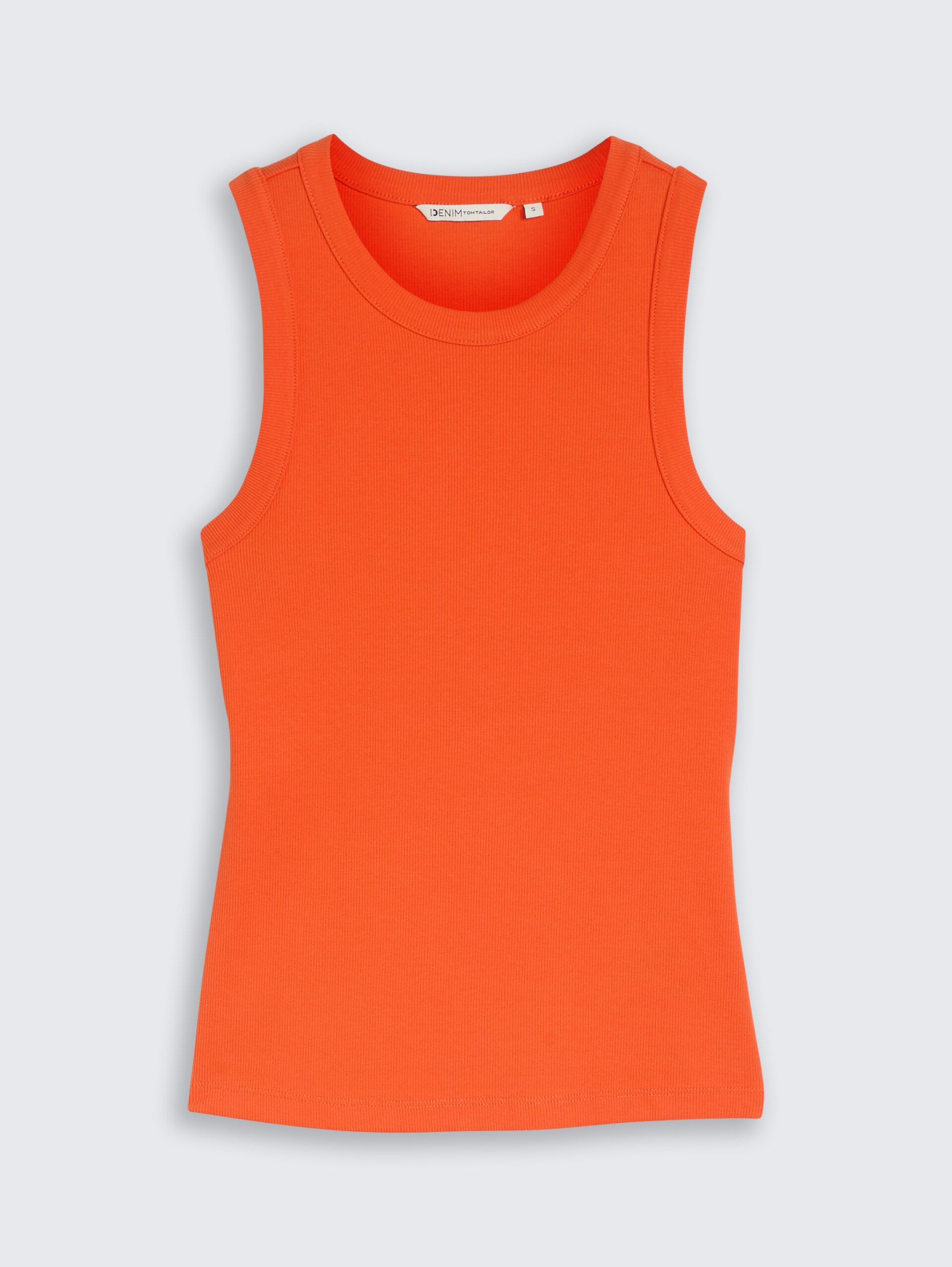 Slim Fit Top mit Rippstruktur - Fiery Orange - Vorder-Produkt-Ansicht