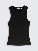 Slim Fit Top mit Rippstruktur - deep black - Vorder-Produkt-Ansicht