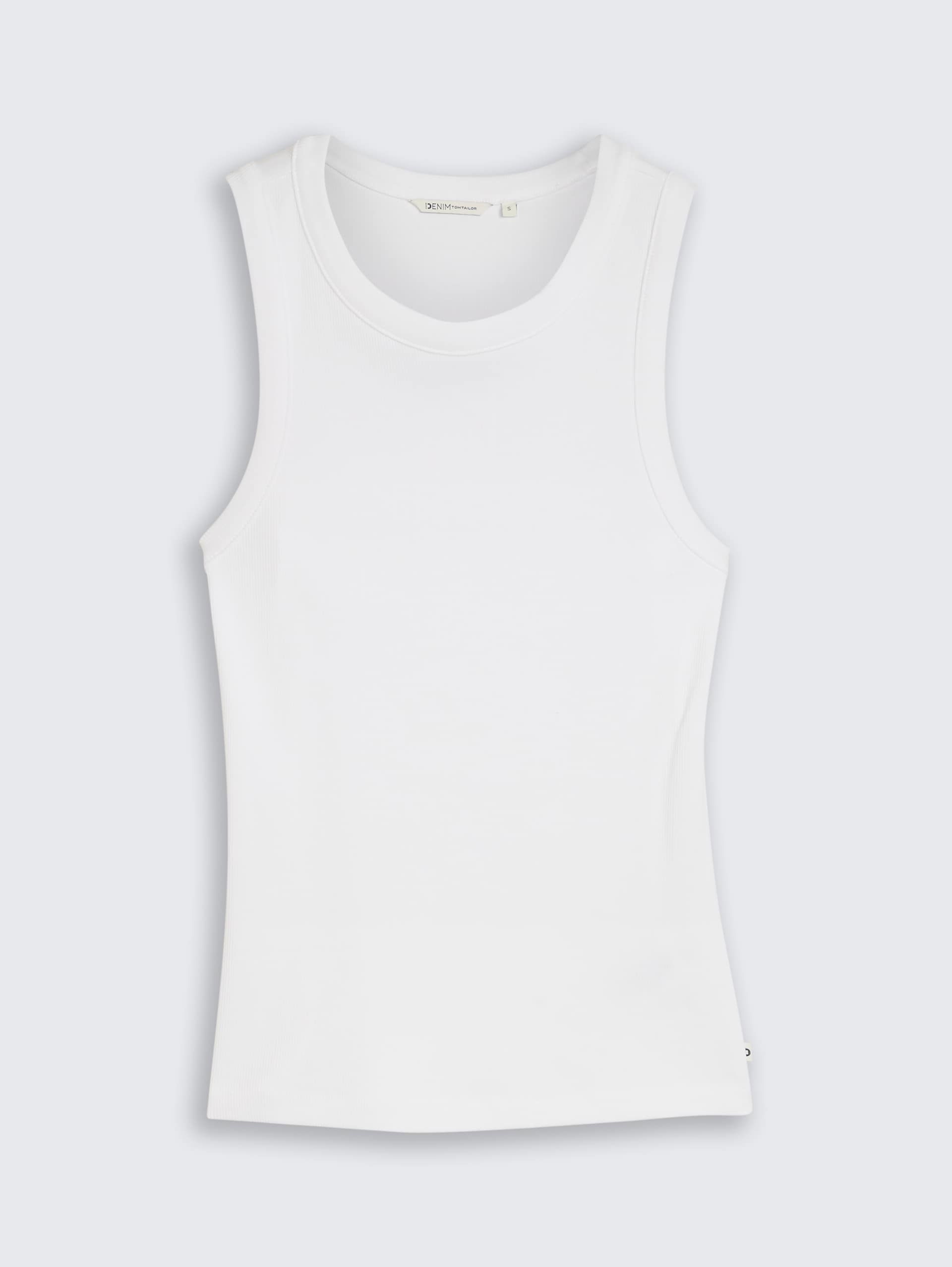 Slim Fit Top mit Rippstruktur - White - Vorder-Produkt-Ansicht