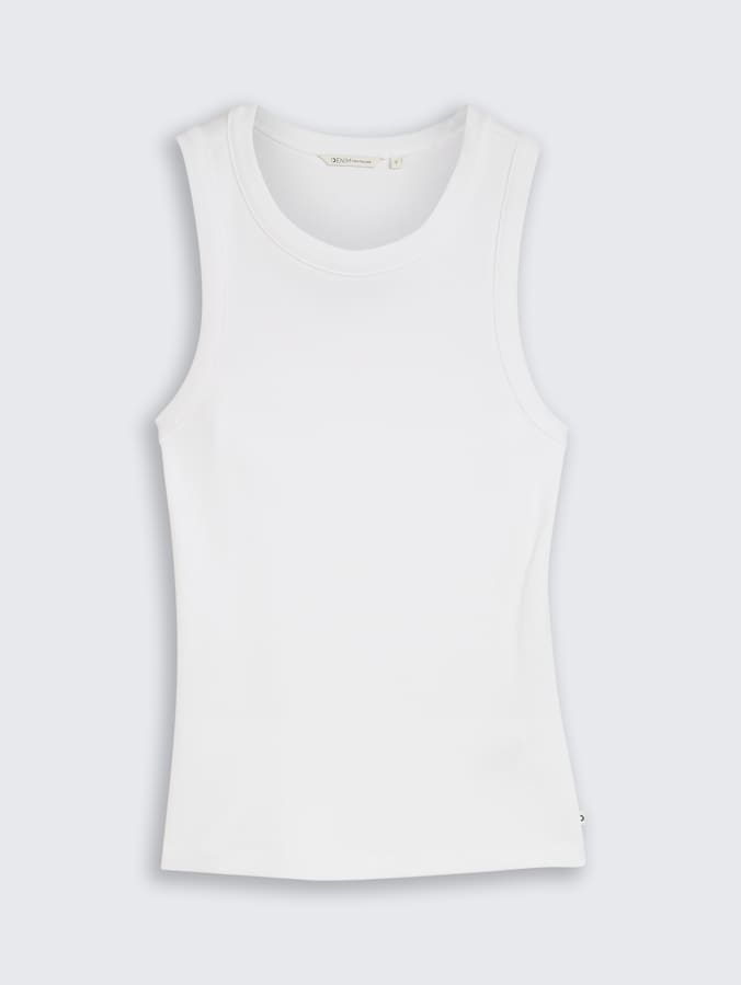 Slim-fit top with ribbed texture by Denim Female, White