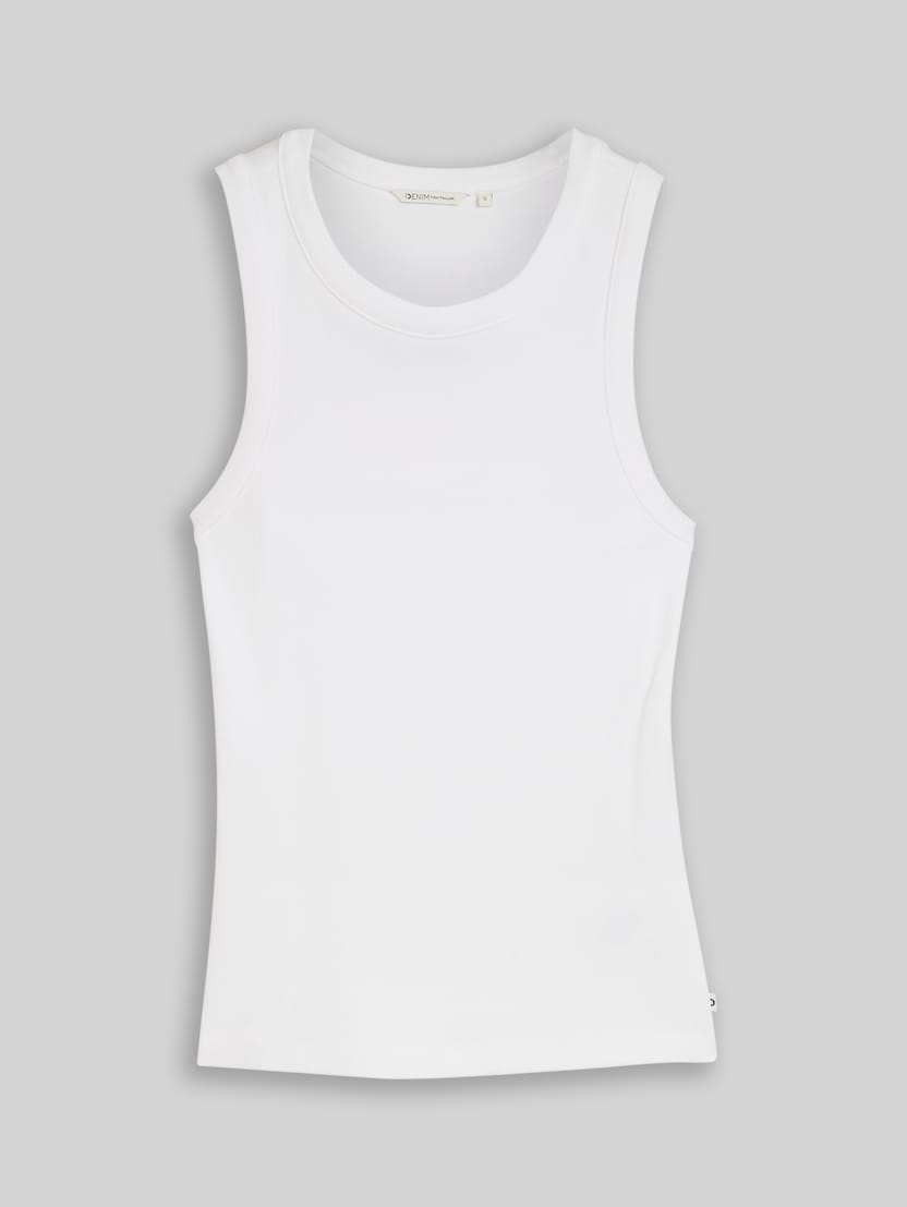 Slim-fit top with ribbed texture by Denim Female, White