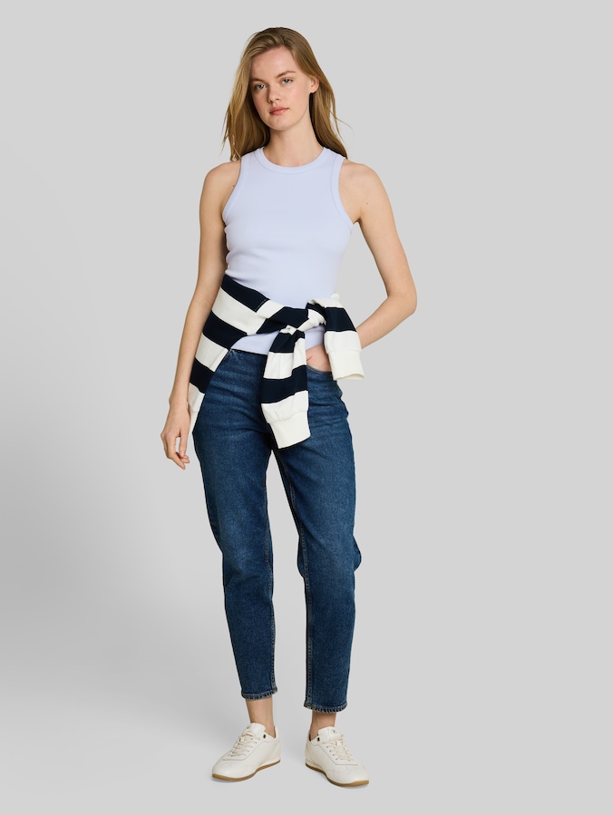 Slim-fit top with ribbed texture by Denim Female, mountain sky blue
