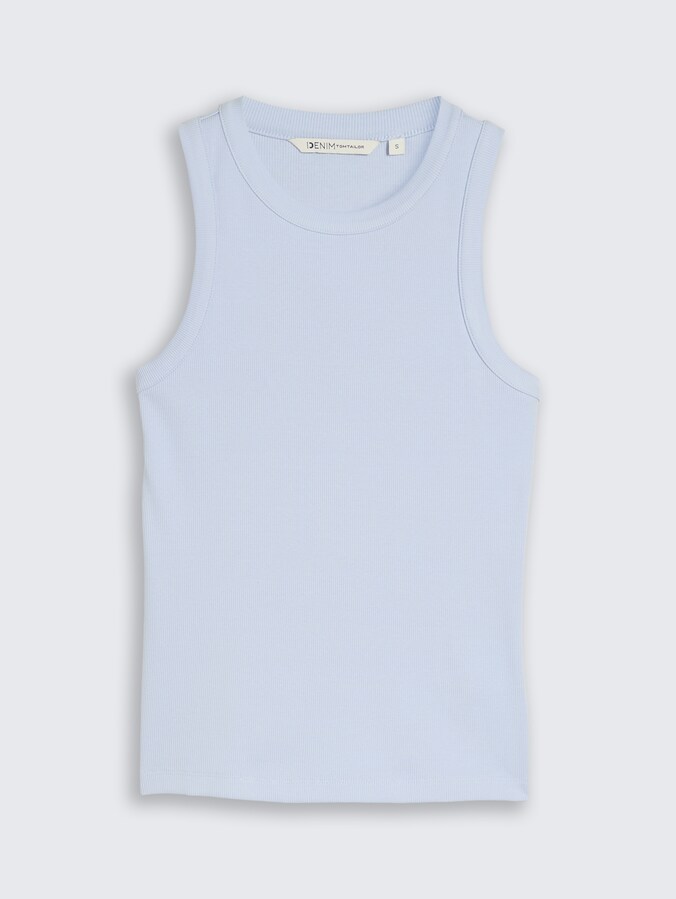 Slim Fit Top mit Rippstruktur von Denim Female, mountain sky blue