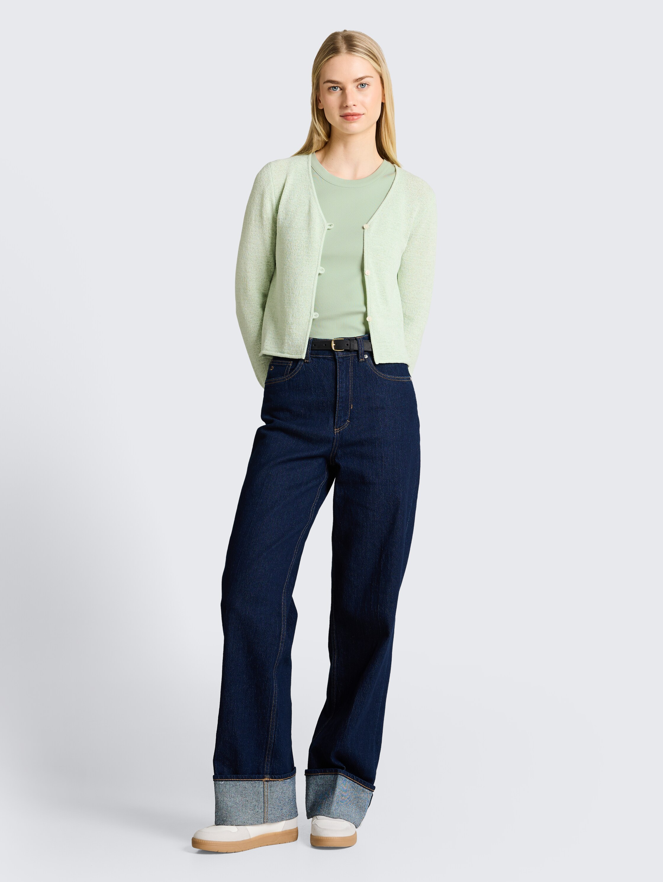 Slim Fit Top mit Rippstruktur - light_matcha_green - 