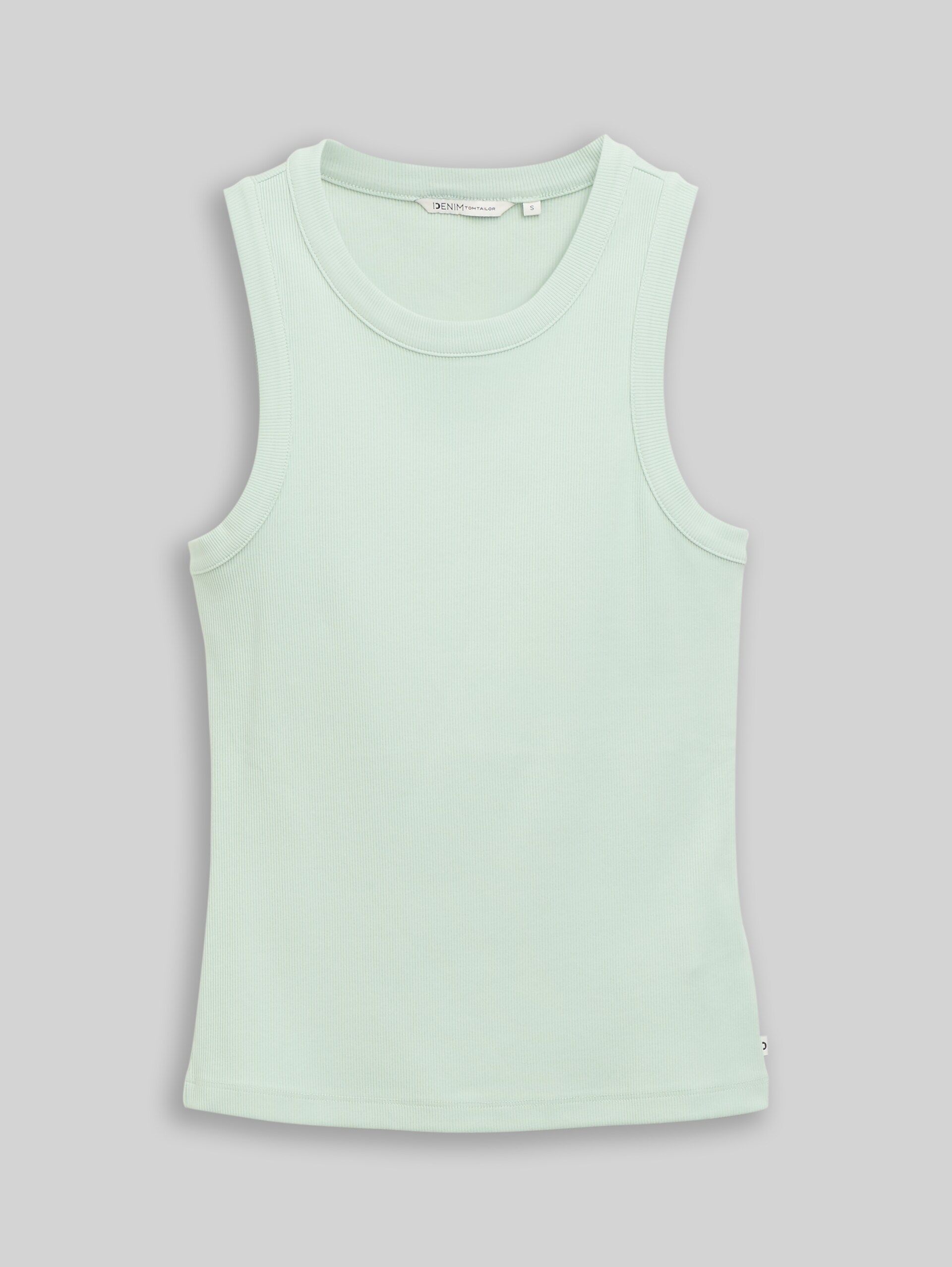 Slim-fit top with ribbed texture - light matcha green - Front product view