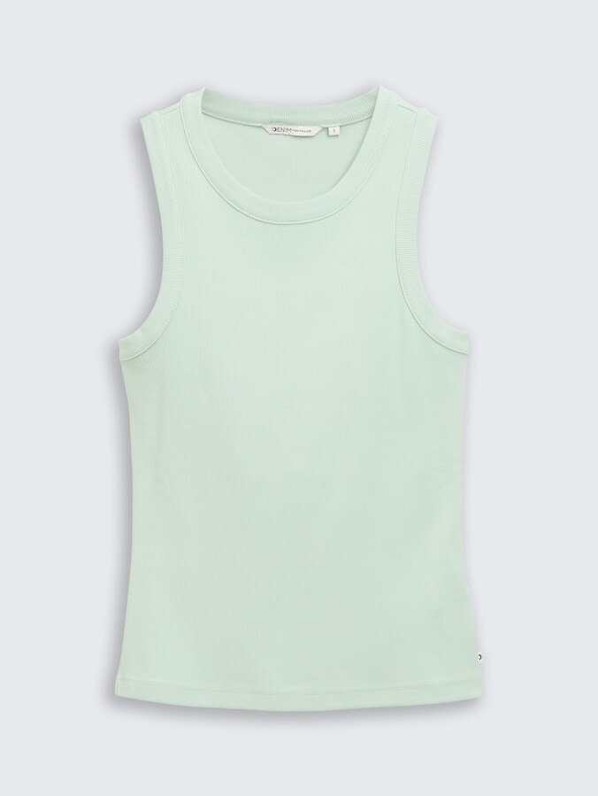 Slim Fit Top mit Rippstruktur von Denim Female, light matcha green