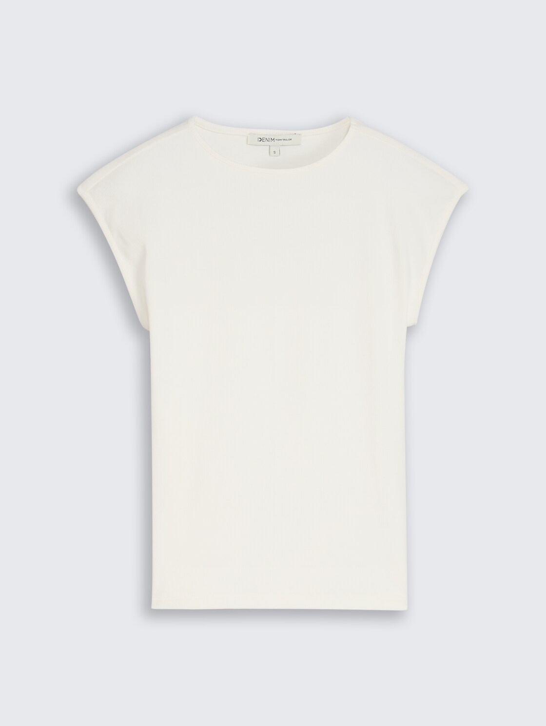 Slim Fit T-Shirt mit Rippstruktur - off white - Vorder-Produkt-Ansicht