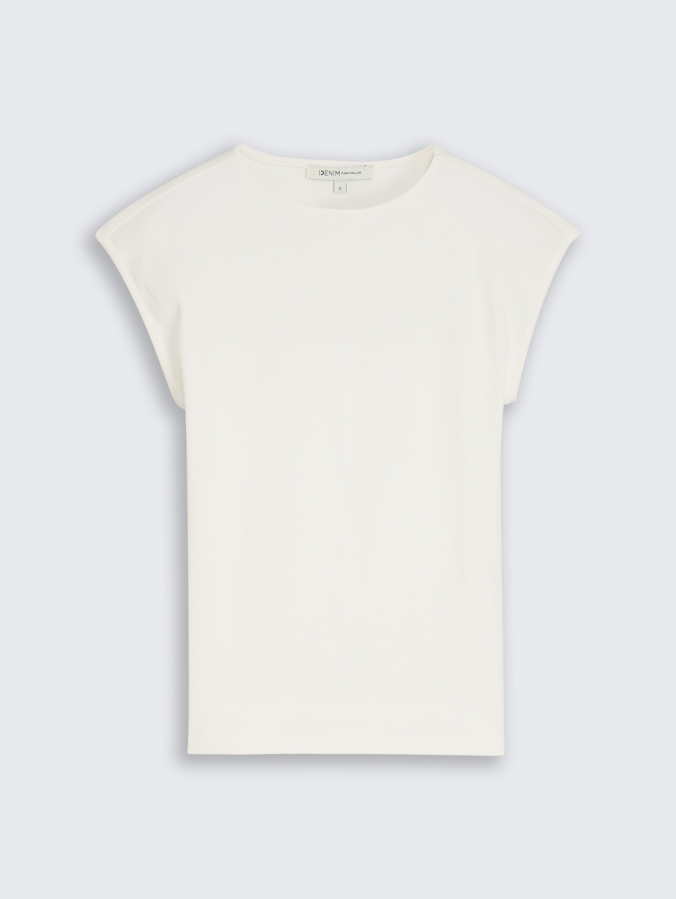 Slim Fit T-Shirt mit Rippstruktur - off white - Vorder-Produkt-Ansicht