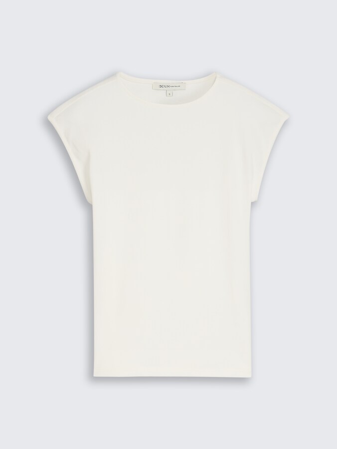 Slim Fit T-Shirt mit Rippstruktur von Denim Female, off white