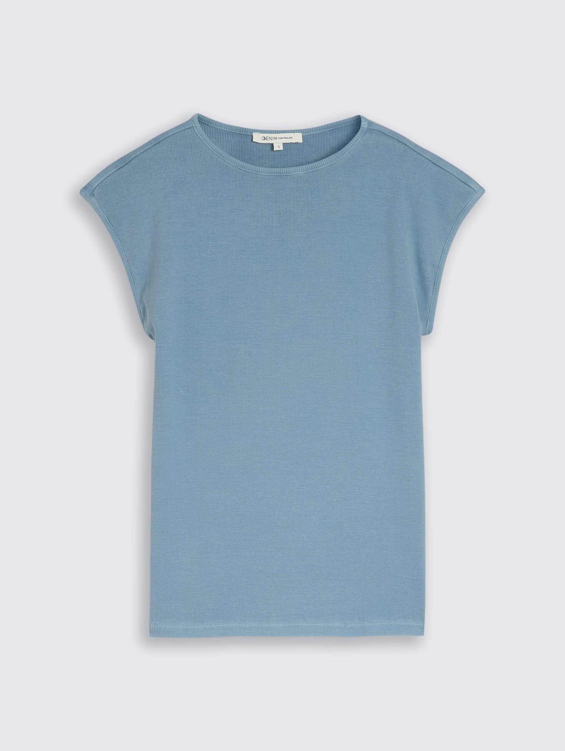 Slim fit T-shirt met ribbelstructuur - spring lake blue - Product vooraanzicht