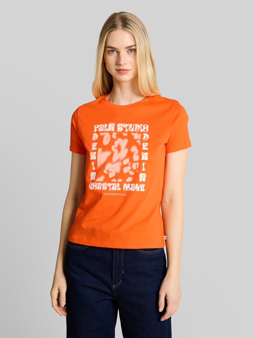 T-shirt met print door Denim Female, Fiery Orange