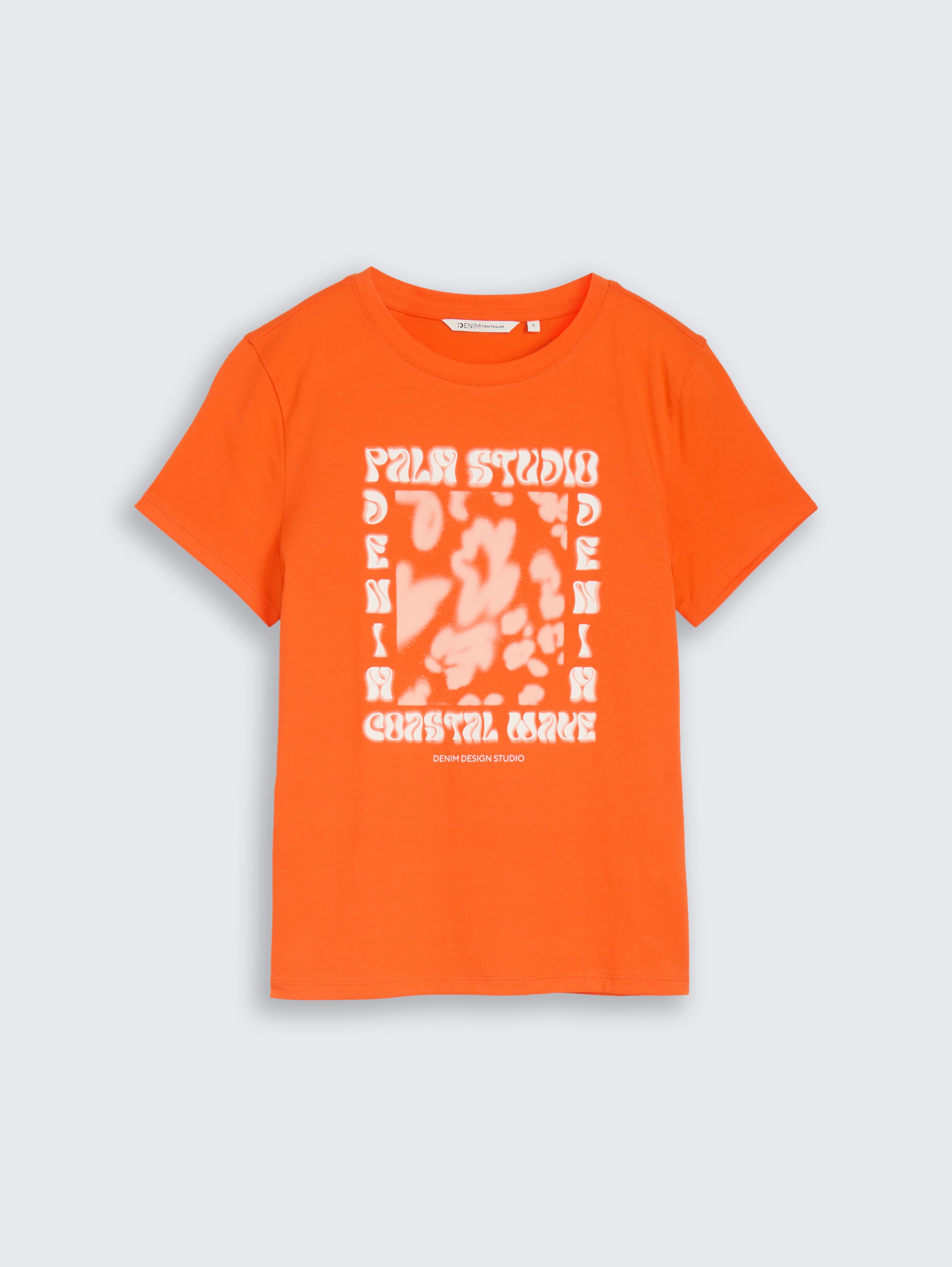 T-shirt with print by Denim Female, Fiery Orange