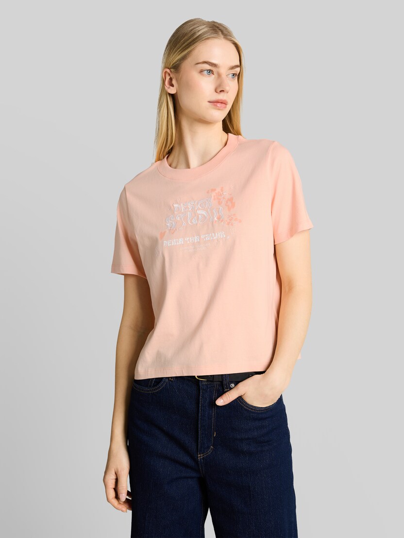 Loose Fit T-Shirt mit Stickerei von Denim Female, Orange Parfait