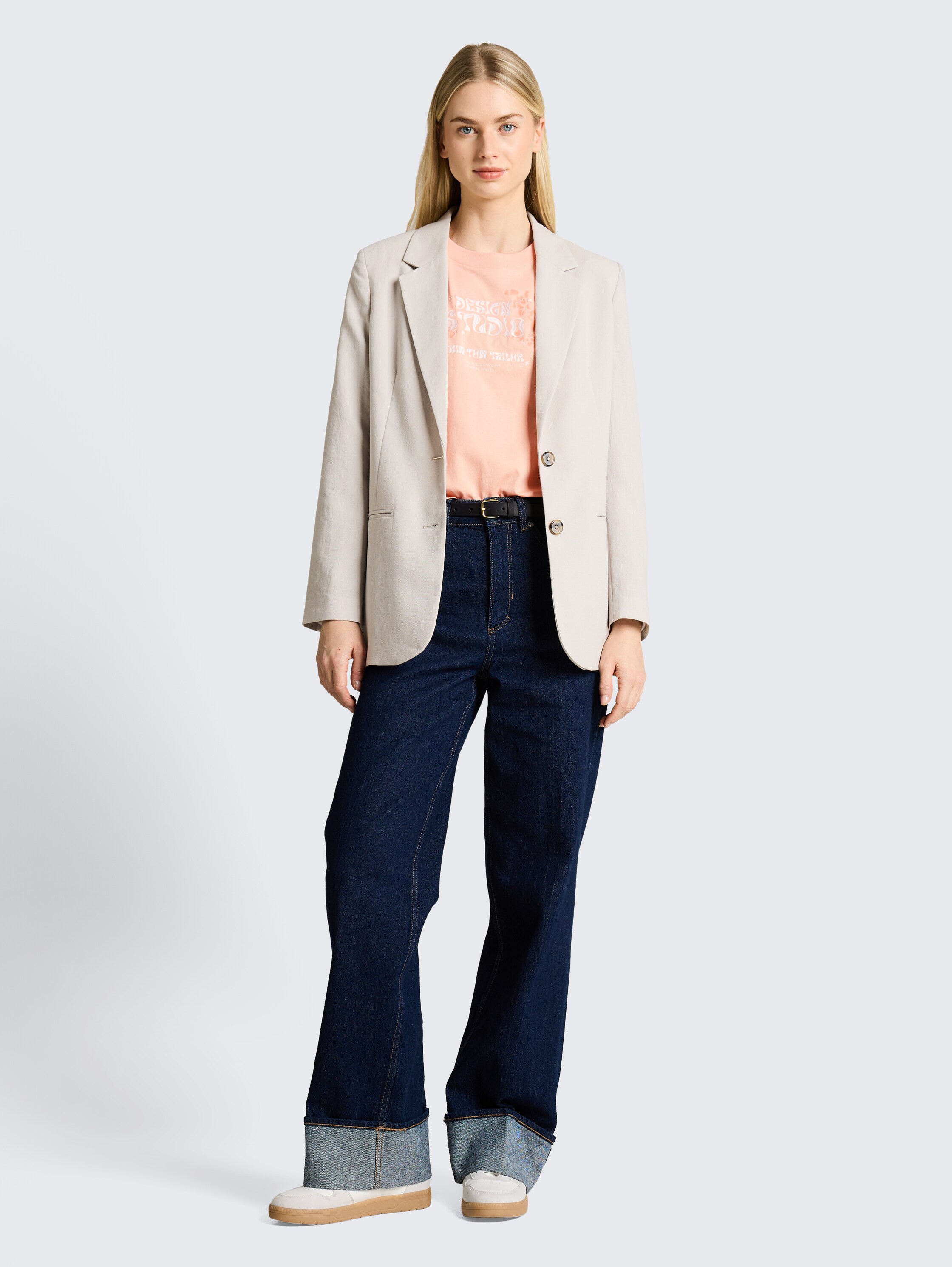 Loose fit T-shirt met borduursel - orange_parfait - 