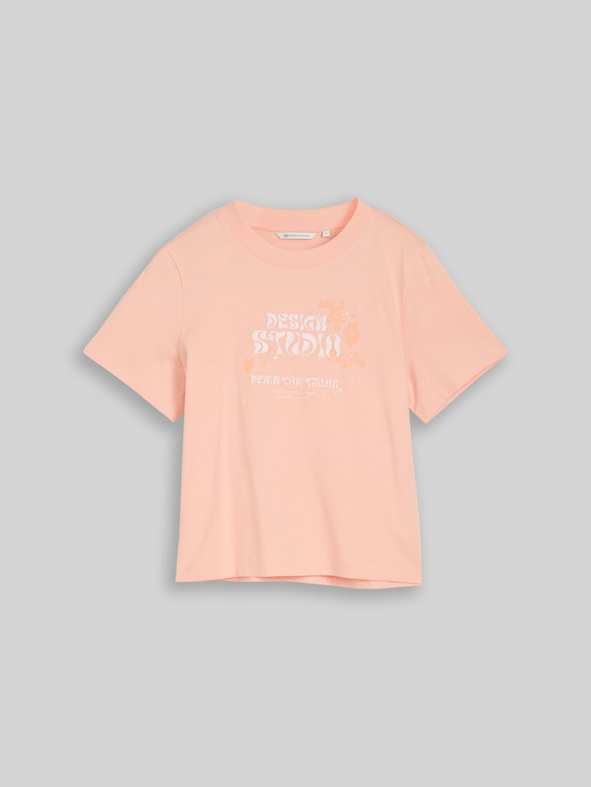 Loose Fit T-Shirt mit Stickerei von Denim Female, Orange Parfait