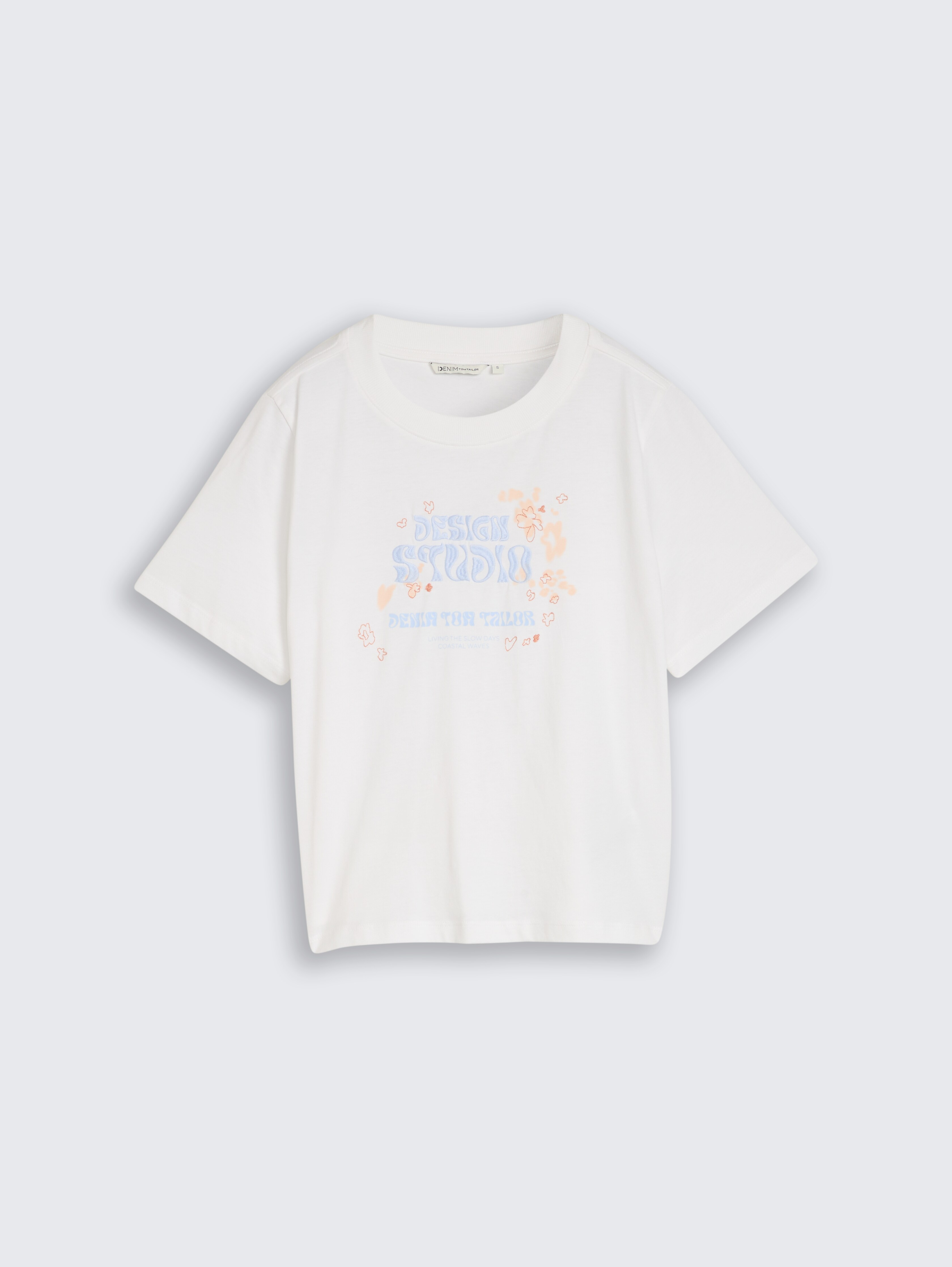 Loose fit T-shirt met borduursel door Denim Female, White