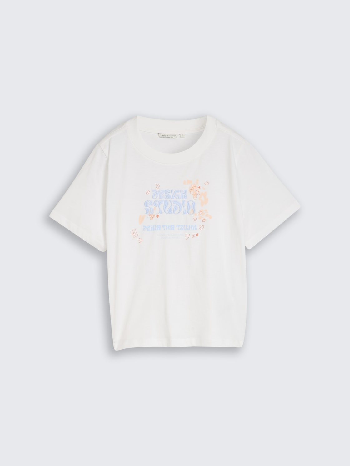 Loose Fit T-Shirt mit Stickerei - White - Vorder-Produkt-Ansicht