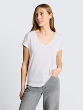 T-shirt avec col en V - White - Découpe Vue de face du modèle