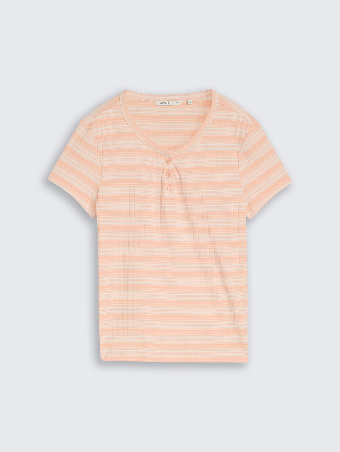 Henley T-shirt met streepjesmotief - apricot white gradient stripe - Product vooraanzicht