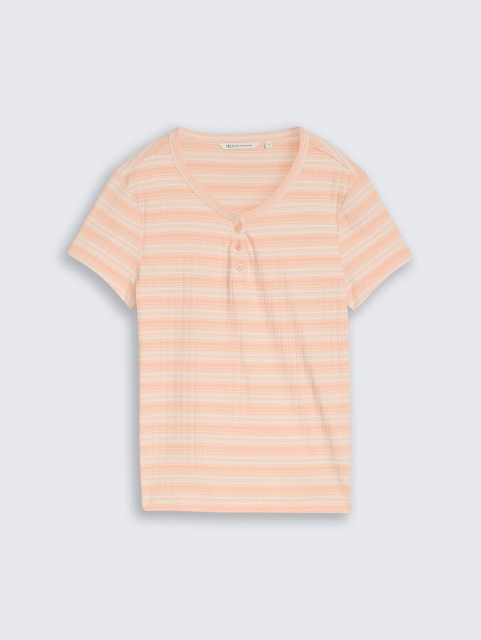 Henley T-Shirt mit Streifenmuster von Denim Female, apricot white gradient stripe