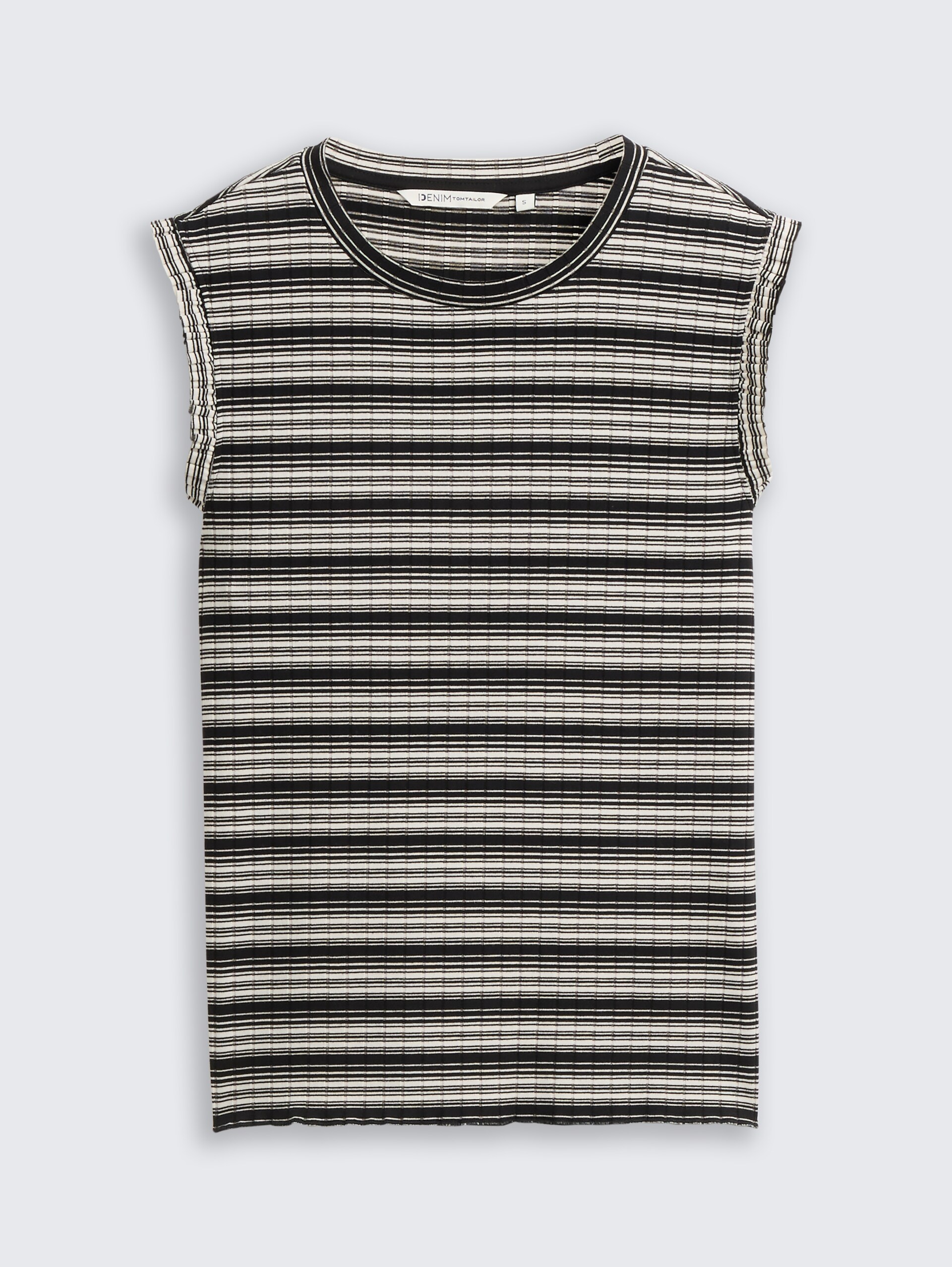 Top mit Streifenmuster - black white gradient stripe - Vorder-Produkt-Ansicht