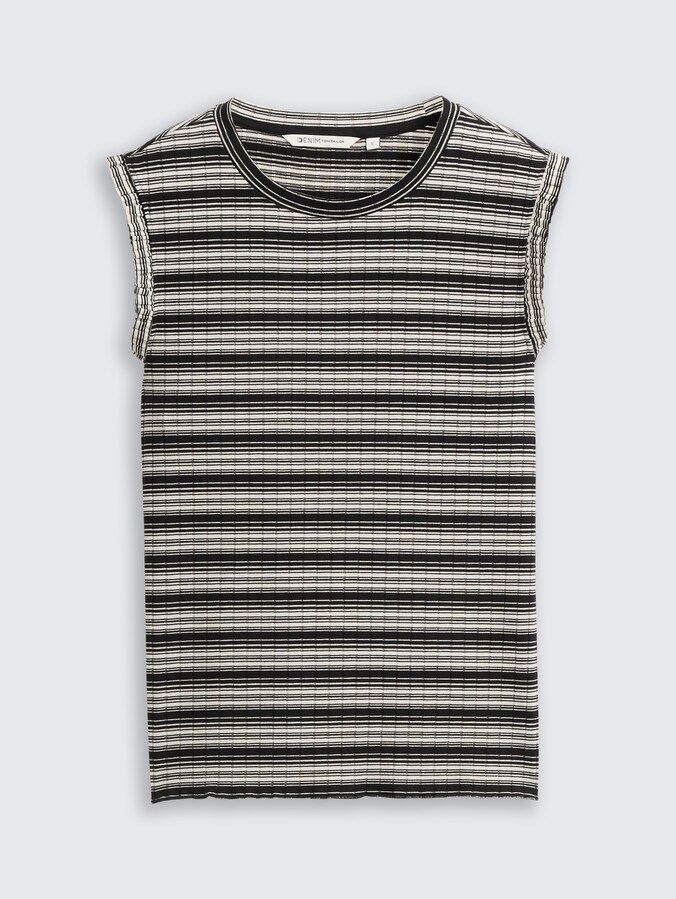 Top mit Streifenmuster von Denim Female, black white gradient stripe