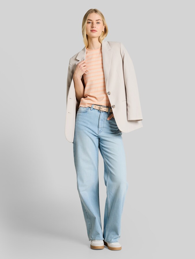 Top met streepjespatroon door Denim Female, apricot white gradient stripe