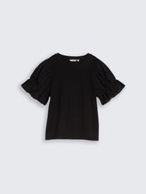 Loose Fit T-Shirt mit Lochstickereien - deep black - Vorder-Produkt-Ansicht