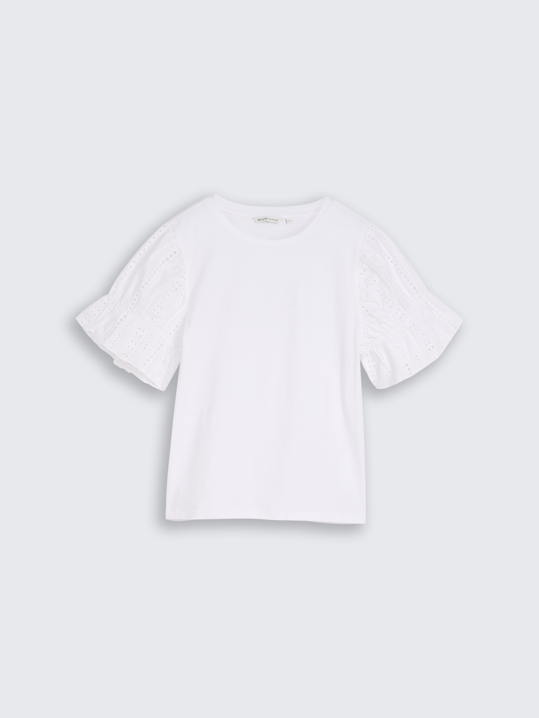 Loose fit T-shirt met opengewerkte borduursels - white - 