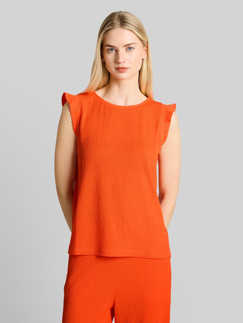 Loose Fit Crinkle Top mit Volants von Denim Female, Fiery Orange