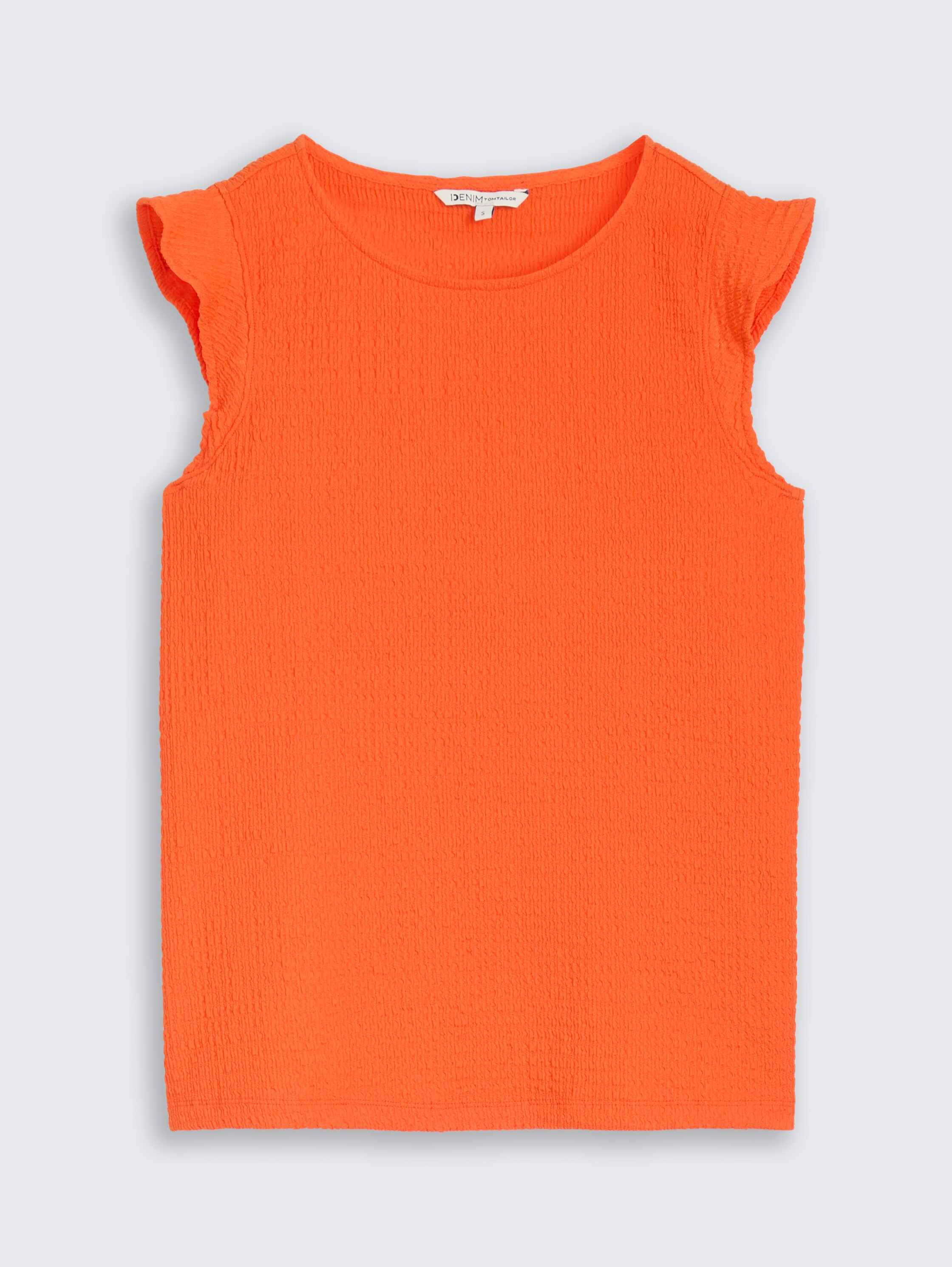 Loose fit crinkle top with flounces - fiery_orange - 