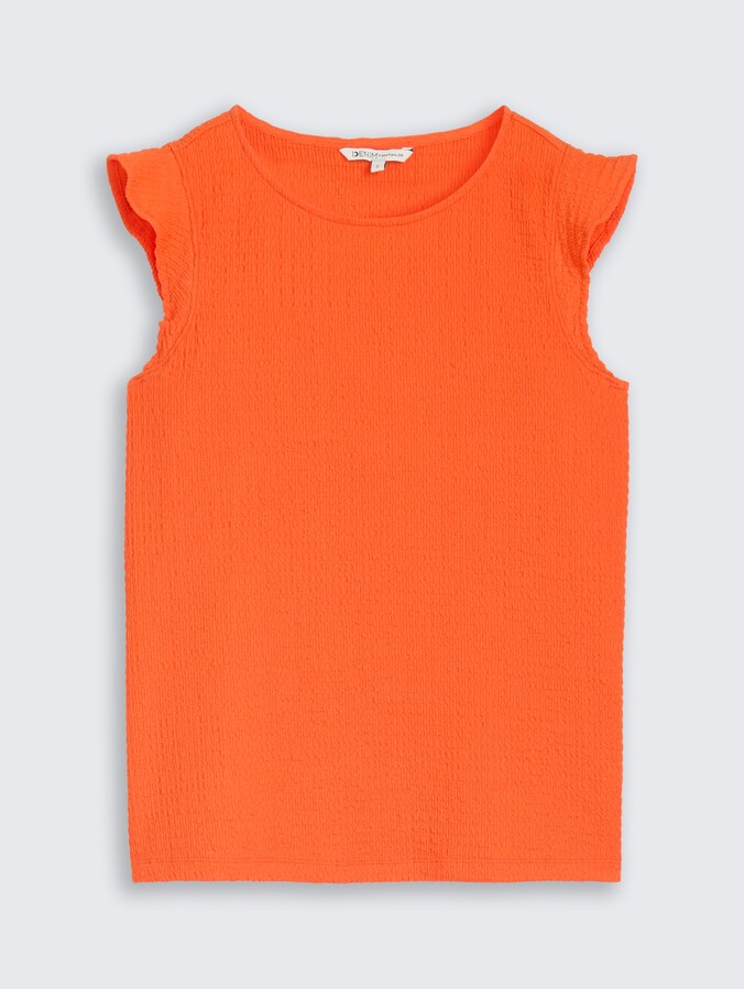 Loose Fit Crinkle Top mit Volants von Denim Female, Fiery Orange