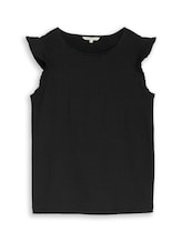 Nicht ausgewählt, Loose Fit Crinkle Top mit Volants von Tom Tailor, schwarz