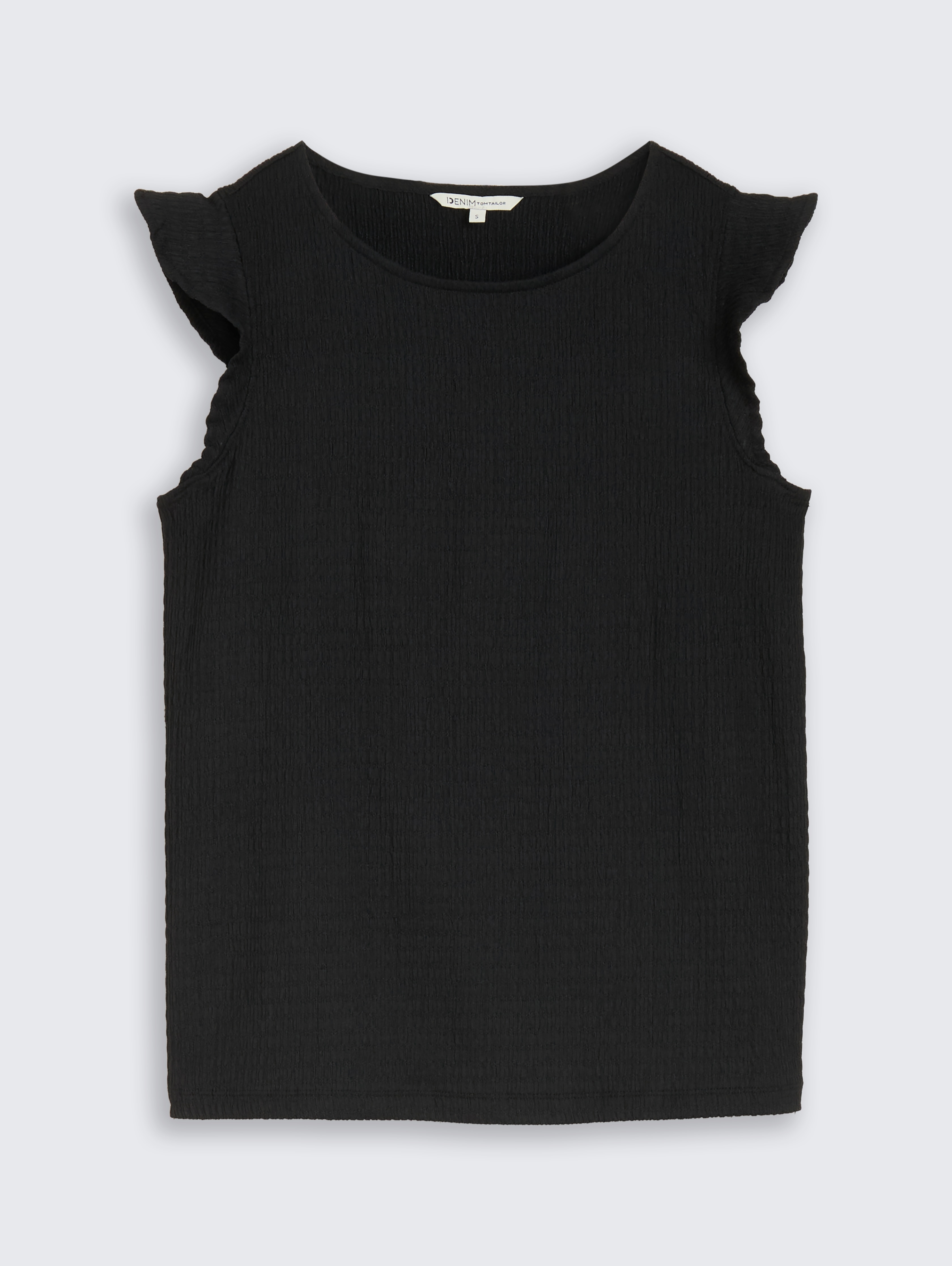 Loose Fit Crinkle Top mit Volants von Denim Female, deep black