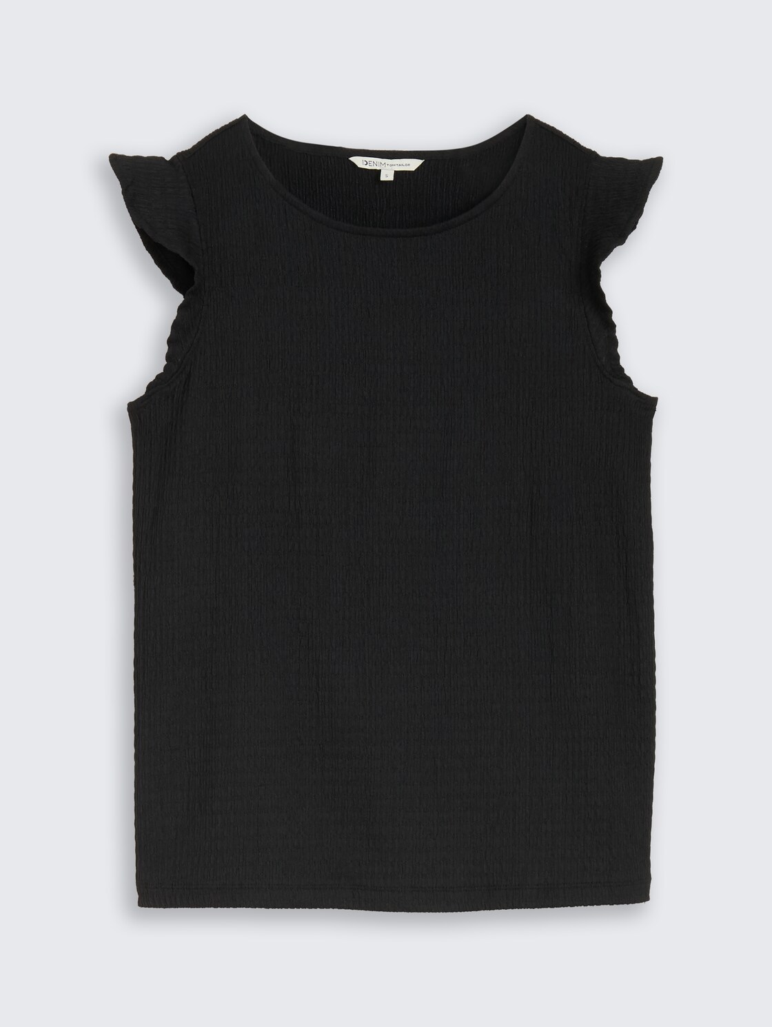 Loose Fit Crinkle Top mit Volants - deep black - Vorder-Produkt-Ansicht