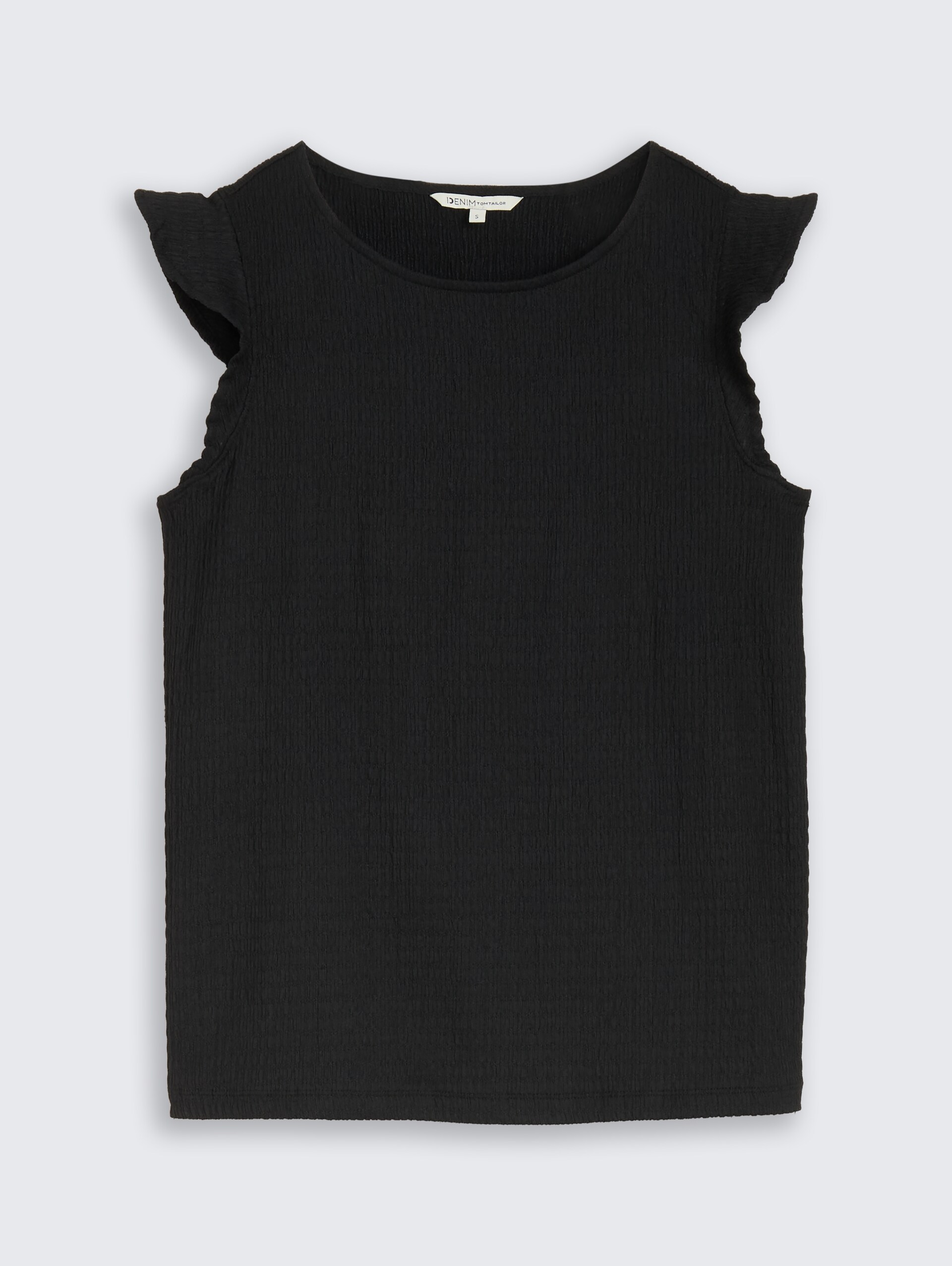 Loose Fit Crinkle Top mit Volants - deep black - Vorder-Produkt-Ansicht