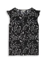 Nicht ausgewählt, Loose Fit Crinkle Top mit Volants von Tom Tailor, schwarz