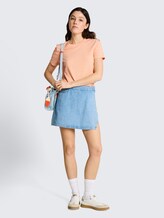 Jacquard T-Shirt mit Rundhalsausschnitt - Orange Parfait - Model-Vorderansicht