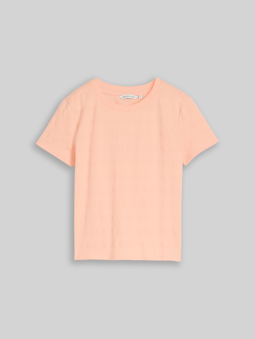 Jacquard T-shirt with round neckline by Denim Female, Orange Parfait