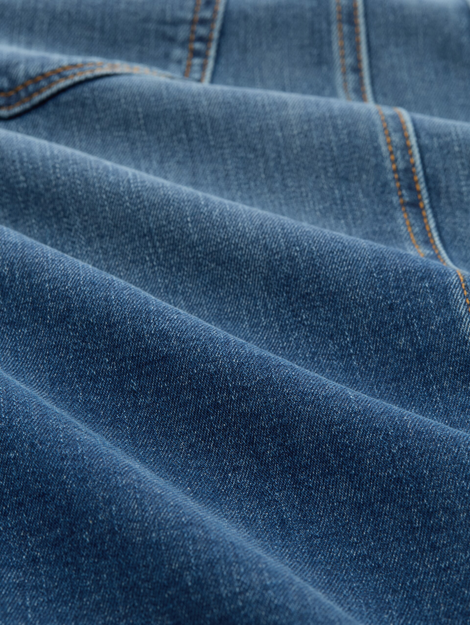 Midi-Jeansrock mit Schlitz - Clean Light Stone Blue Denim - Material-Ansicht
