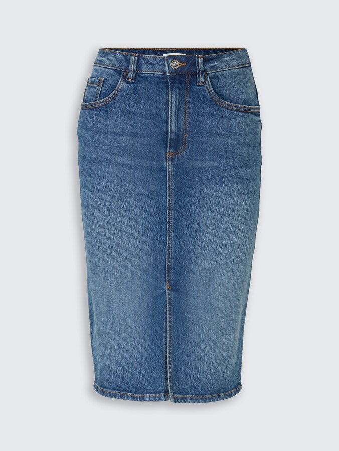 Midi-Jeansrock mit Schlitz von Women, Clean Light Stone Blue Denim