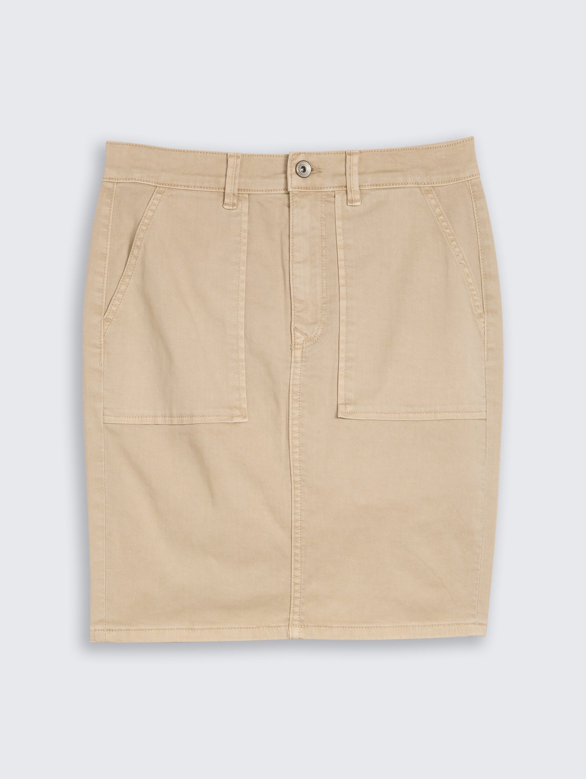 Jeansrok met opgestikte zakken - sand stone beige - Product vooraanzicht
